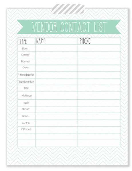 Vendor Checklist